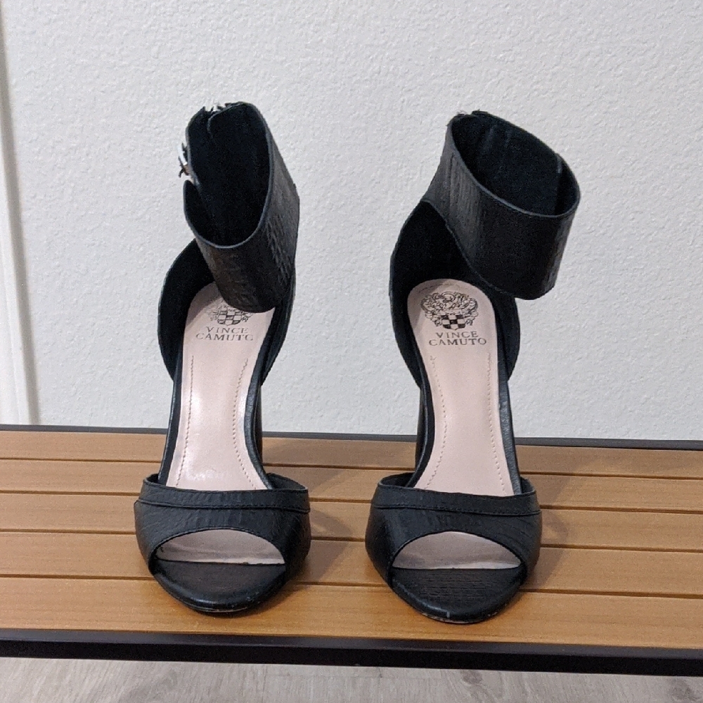 Vince Camuto Black Stiletto Heels with Ankle Strap